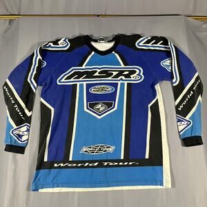 Vintage MSR World Tour Shirt‎ Mens Medium Blue Motocross Jersey Made USA Racing